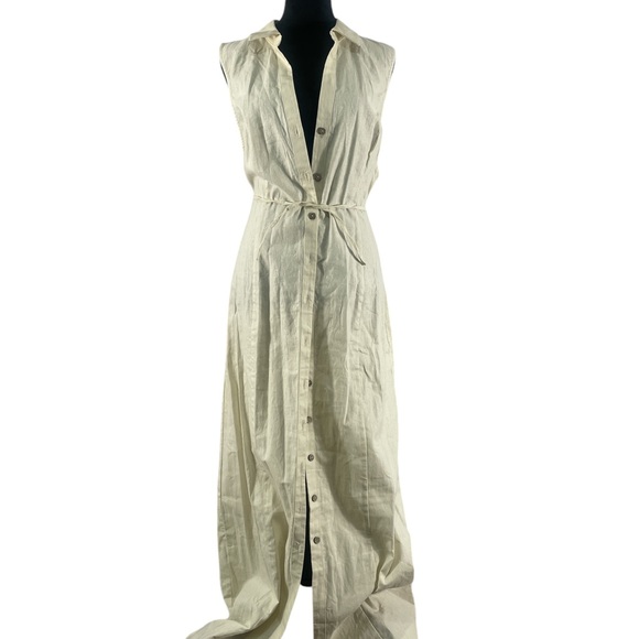 Free People Vanilla,cream,white long linen,dress, cardigan,vest,duster,Large,NWT - Picture 7 of 7